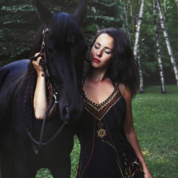 BLACK MAXI SLIP DRESS, SILK - Picture 5 of 5